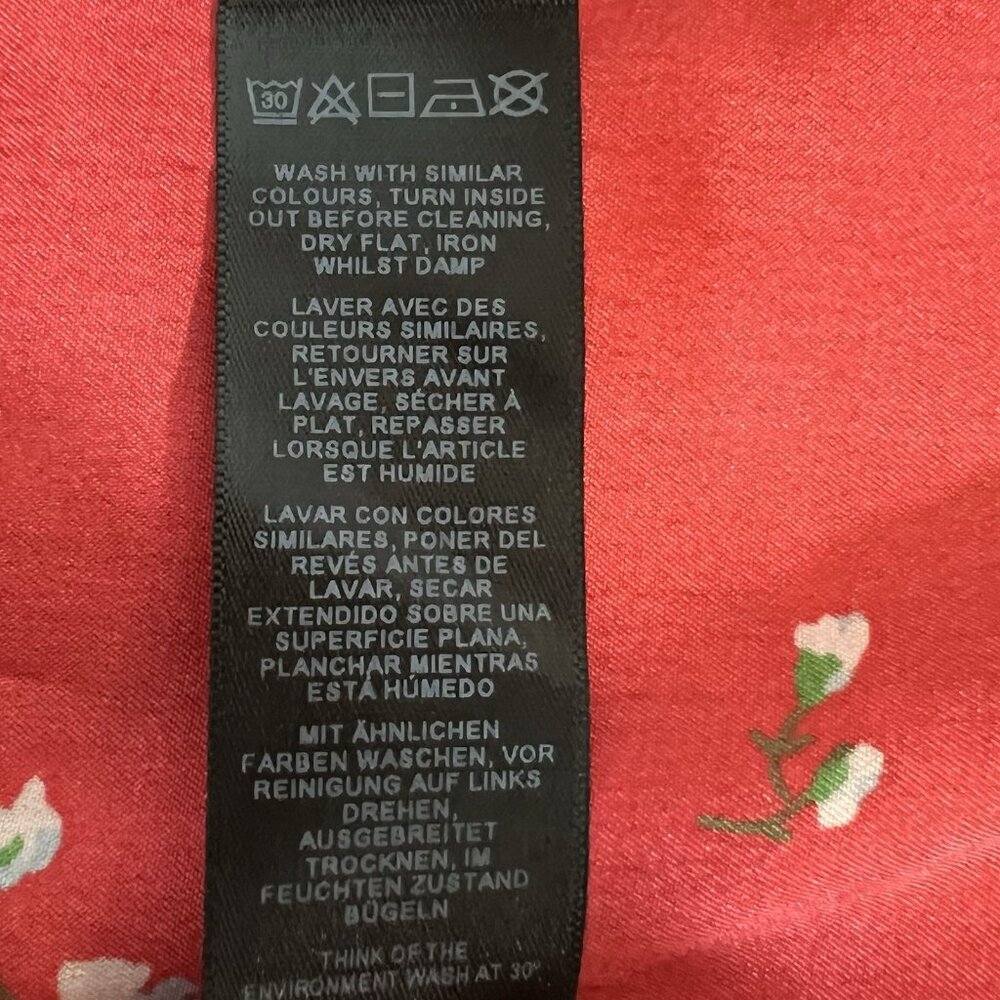 asos Women’s Top Size 2 Red Floral Blouse Long Sleeve Open Back Christmas - Picture 13 of 13